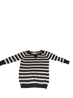 Old Navy Lightweight Charcoal and Cream Striped Crew Sweater X-Small